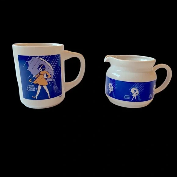 1968 Vintage Morton Salt Ceramic Mug & Creamer “When‎ it rains it pours” - Picture 7 of 8